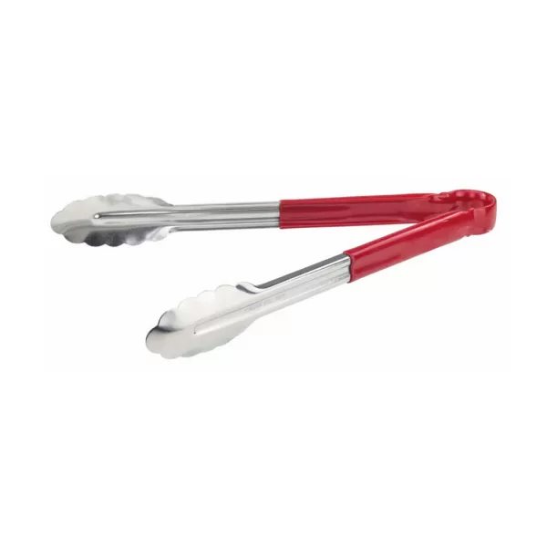 PINZA INOXIDABLE MANGO PLASTICO ROJO 12PLG