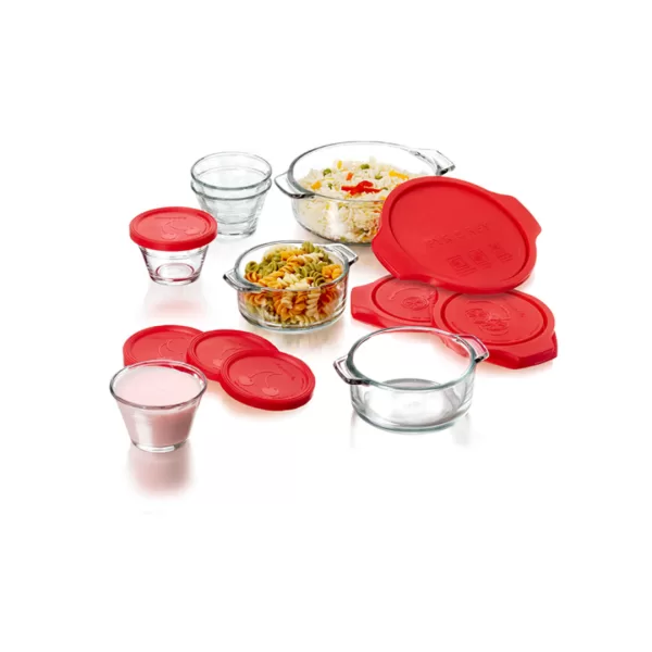 JUEGO DE 14 PYREX MULTIUSOS CON TAPA