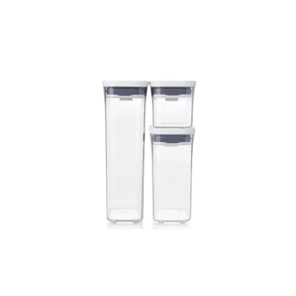 JUEGO DE 3 RECIPIENTES RECTANGULAR CAPACIDAD 0.4, 1.1, 1.8 LTS