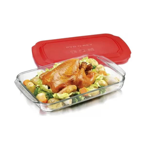 JUEGO DE 2 PYREX RECTANGULAR GRADE CON TAPA
