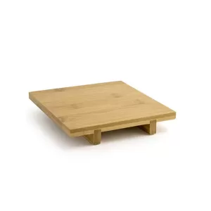BANDEJA CUADRADA DE BAMBU CON PATAS 6 PLG