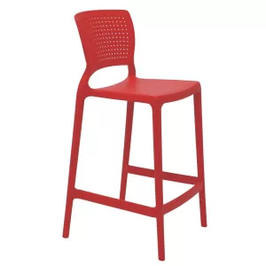 SILLA SAFIRA BAR ROJA: PESO MÁXIMO RECOMENDADO: 182 KG
 FABRICACIÓN: POLIPROPILENO Y FIBRA DE VIDRIO INYECTADO
 APILABLE HASTA: 8 PIEZAS