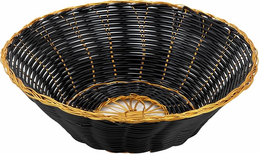 CANASTA PLASTICA NEGRA / DORADA