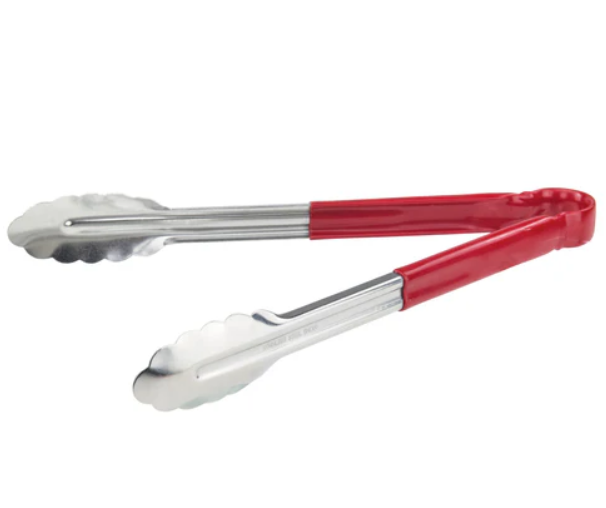 PINZA INOXIDABLE MANGO PLASTICO ROJO 12 PULGADAS